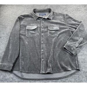 Magna-Ready Shirt Mens 2XL Gray Striped Corduroy Magnetic Button Long Sleeve
